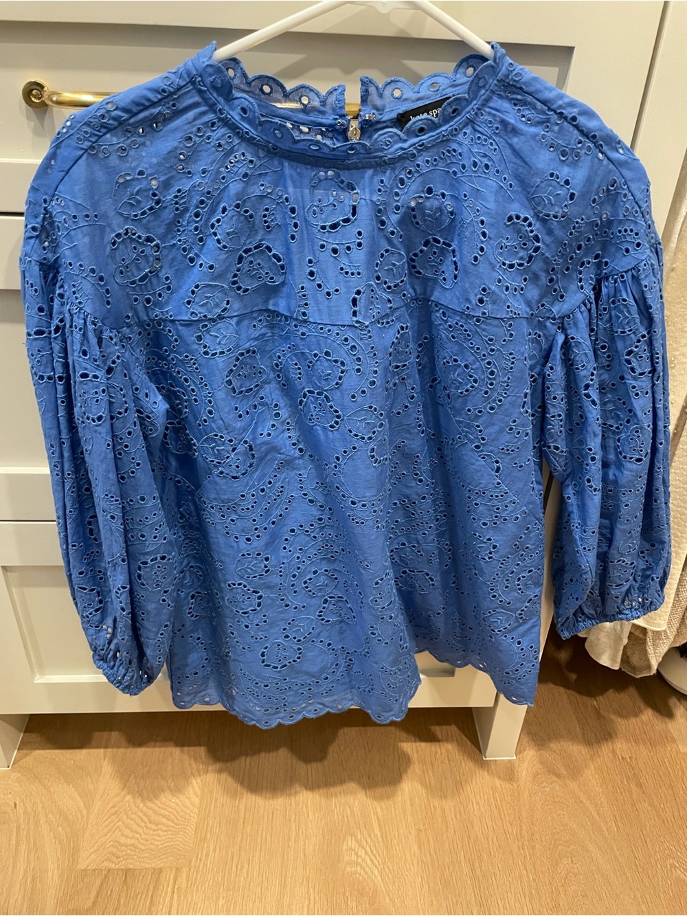 kate spade Blue Eyelet Lace Puff Sleeve Blouse